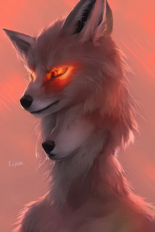 Image similar to a fox fursona, trending on artstation, by kawacy, furry art, digital art, cyberpunk, high quality, backlighting