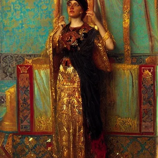 Prompt: painting of a byzantine empress by john - joseph benjamin - constant
