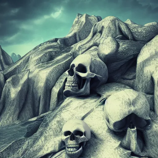 Prompt: skull mountain, octane render