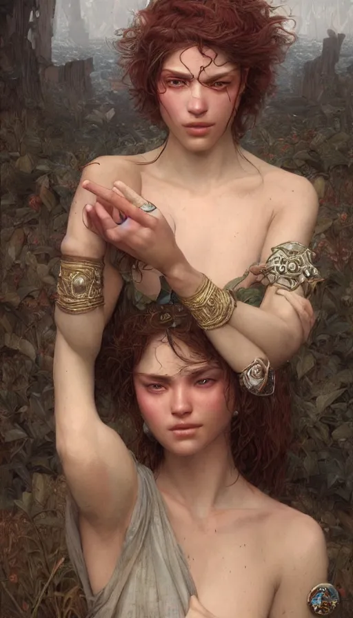 Image similar to epic masterpiece ignorance, drama, sweaty skin, hyperrealistic, octane render, cinematic, beautiful face and flawless skin, perfect hands, 5 fingers, ruby by Edgar Maxence and Ross Tran and Michael Whelan, Legends of Runeterra