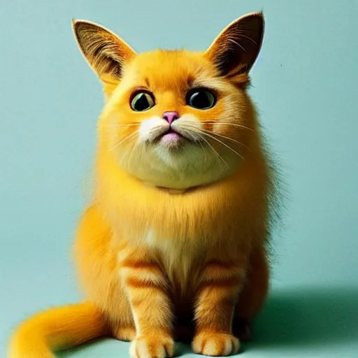 Image similar to a cat that looks like pikachu, yellow fur, yellow fur, cute, cute, cute