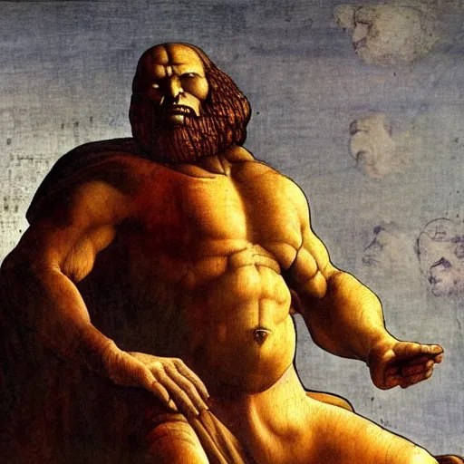 Image similar to thanos, a painting by leonardo da vinci, pixabay contest winner, academic art, da vinci, detailed painting, artwork