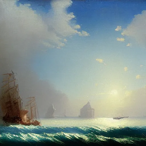 Prompt: an anatomy of oceans, in the style of ivan aivazovsky, oil on canvas, the louvre