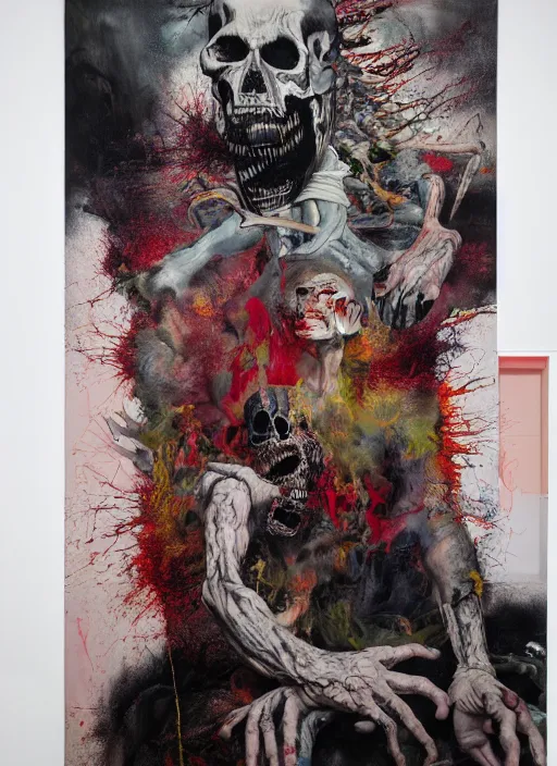 Prompt: i have become death the destroyer of worlds, a brutalist designed, gothic, rich deep colors, painted by francis bacon, adrian ghenie, james jean and petra cortright, part by gerhard richter, part by takato yamamoto. 8 k masterpiece