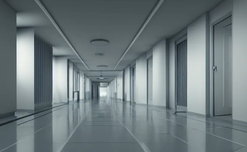 Image similar to an hallway in hospital, octane render, artstation trending, highly detailded