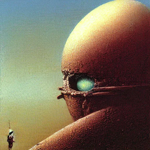 Image similar to humpty dumpty in form of egg, front view by by luis royo and wayne barlowe, beksinski