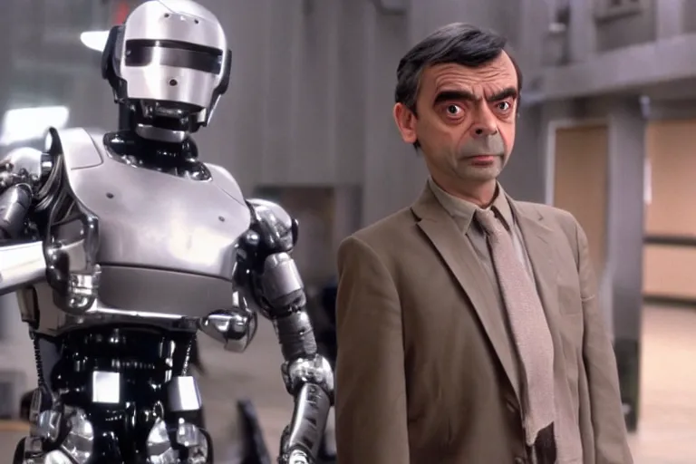 Image similar to VFX movie where Mr. Bean plays Robocop by Paul Verhoeven