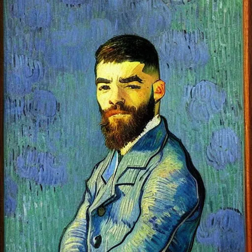 Prompt: a portrait painting of Jon Bellion by van gogh