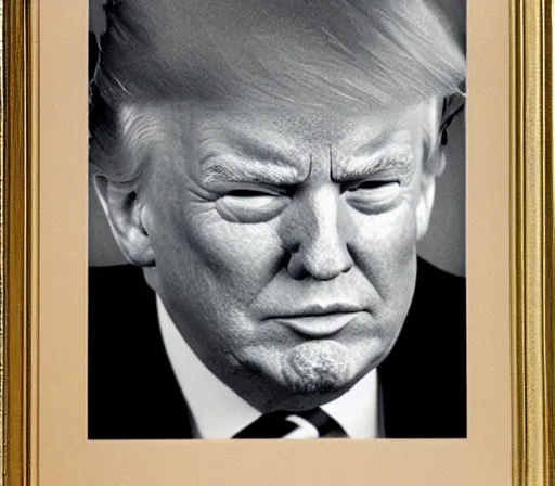 Prompt: highly realistic, highly detailed, photo - realistic, mugshot photogram of donald trump,