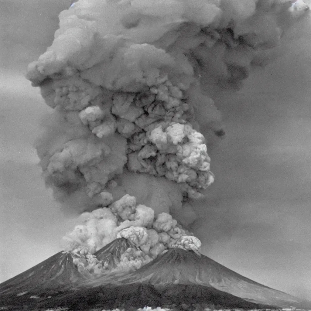 Prompt: a real photo of the eruption of mount vesuvius in 7 9 ad