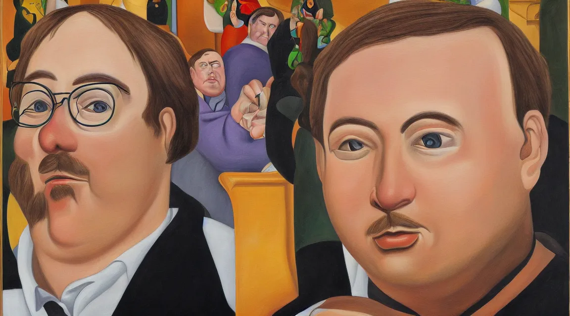 Image similar to portrait of Linus Torvalds painted by fernando botero