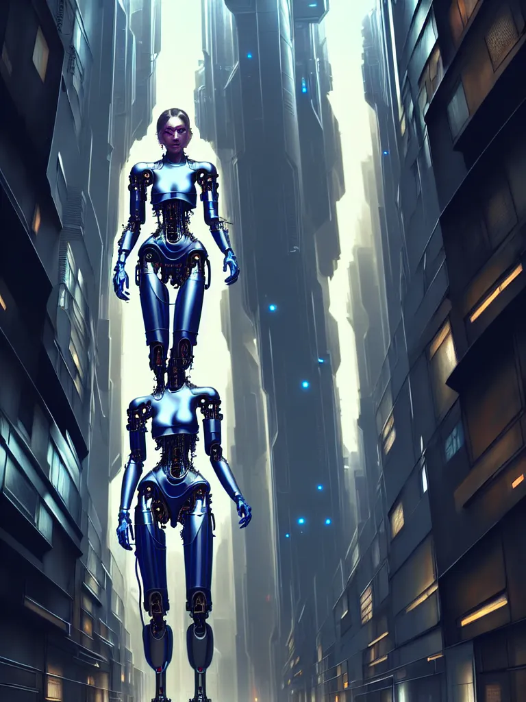 ultra realistic, beautiful female cyborg walking down | Stable Diffusion |  OpenArt
