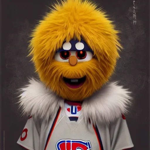 Image similar to suprised anime Portrait of Youppi the Habs Montreal Canadiens Mascot as a very cute sad and suprised pokemon, highly detailed anime, high evolution, 1990s, legendary, smooth, sharp focus, dynamic lighting, intricate, trending on ArtStation, Youppi as suprised pikachu, illustration pokemon, art by WLOP