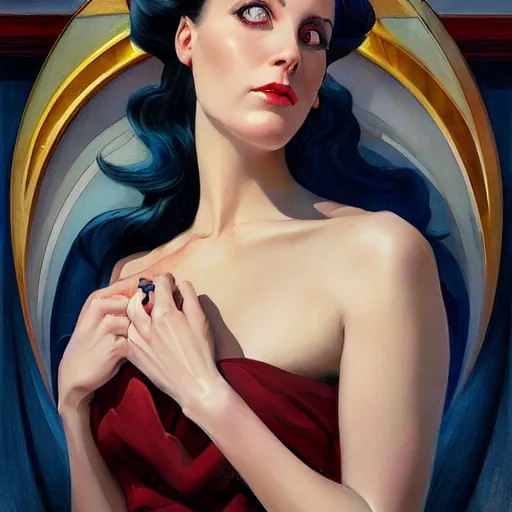 Prompt: a streamline moderne, art nouveau, multi - ethnic and multi - racial portrait in the style of charlie bowater, and in the style of donato giancola, and in the style of charles dulac. clear, expressive, very large eyes. symmetry, ultrasharp focus, dramatic lighting, photorealistic digital painting, intricate, elegant, highly detailed, centered background.