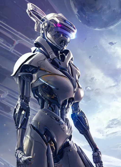 Image similar to photo of a cyborg girl on a space ship, warframe armor, scifi, professionally color graded, interesting angle, sharp focus, 8 k high definition, insanely detailed, intricate, innocent, art by stanley lau and artgerm