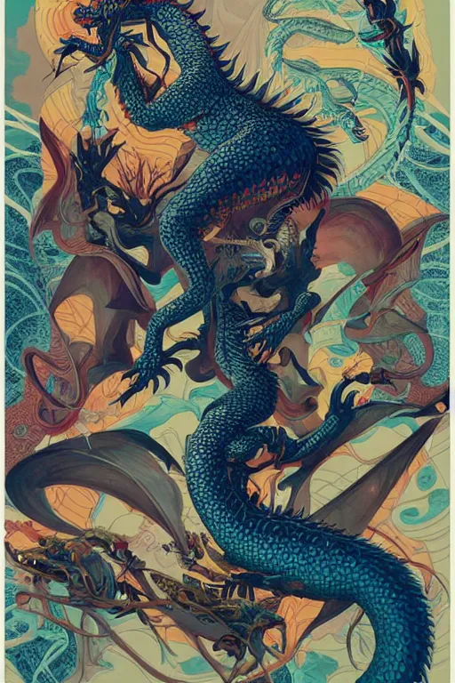 Image similar to Tristan Eaton, victo ngai, peter mohrbacher, artgerm portrait of a dragon