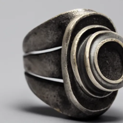 Image similar to a ring made of cast metal designed by courbusier