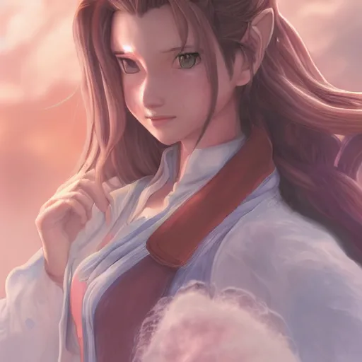 Image similar to concept art of aerith aeris by logan cure, BangkuART, sakimichan, yan gisuka, zeronis, dan eder, nick silva, Ja Mong, 4k, artstation