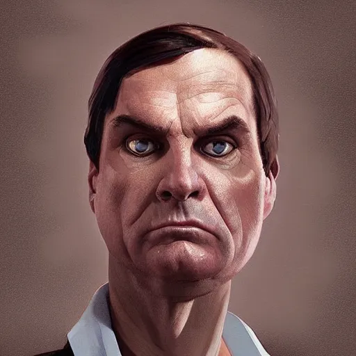 Prompt: Jair Bolsonaro with angry eyes, high angle camera artwork by Sergey Kolesov