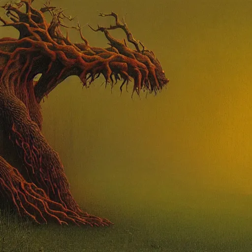 Prompt: forest monster 4k by zdzisław beksiński