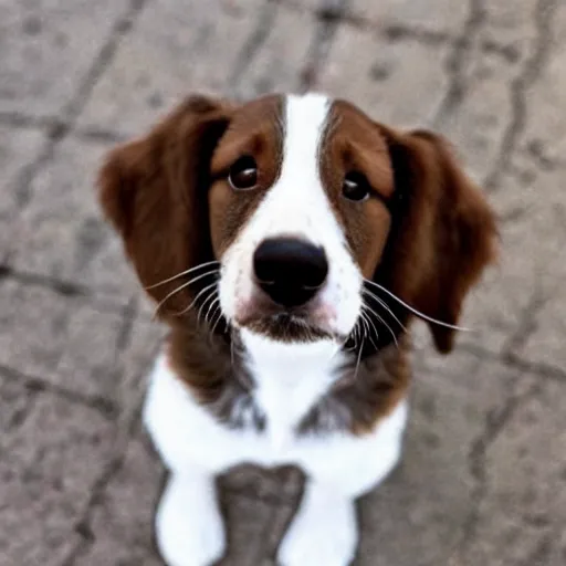 Image similar to a puppy dog with the cutest puppy eyes begging for a treat