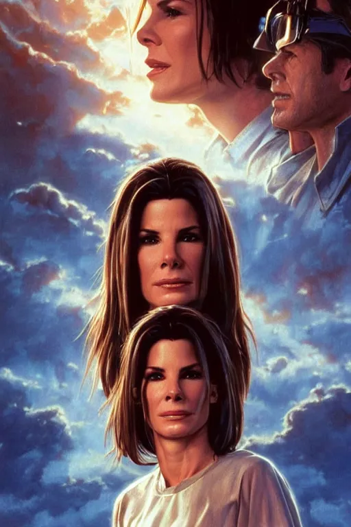 Image similar to sandra bullock in the movie independence day 1 9 9 6, realistic portrait, symmetrical, highly detailed, digital painting, artstation, concept art, smooth, sharp focus, illustration, cinematic lighting, art by artgerm and greg rutkowski and alphonse mucha