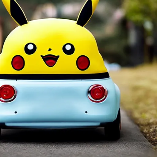 Image similar to a car in the shape of pikachu, photo