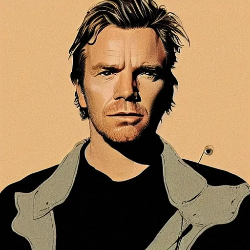 Image similar to “ ewan mcgregor retro minimalist portrait by jean giraud!, moebius starwatcher, sharp, smooth face, comic, 8 k ”