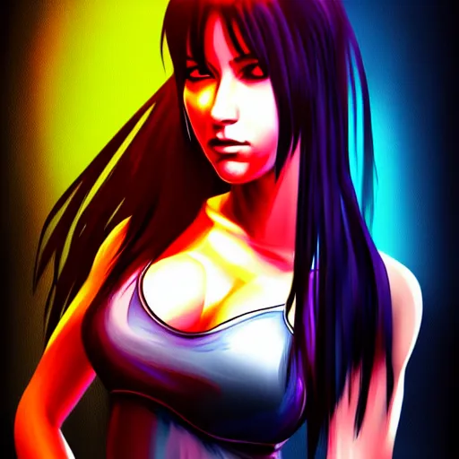 Prompt: a vibrant portrait of Tifa Lockhart, disco elysium style, aleksander rostov, sketch art, poster, digital painting, expressionism, noir