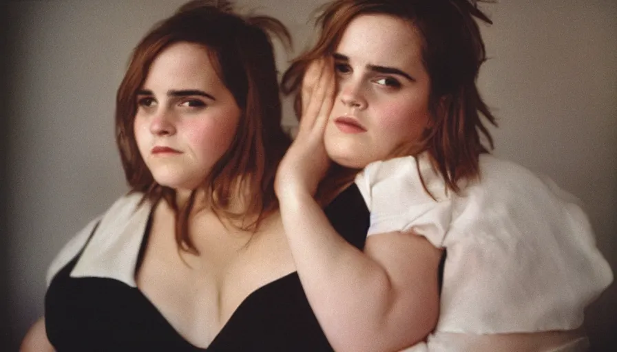 Image similar to fat obese emma watson, portrait, kodak gold 2 0 0, 5 0 mm,