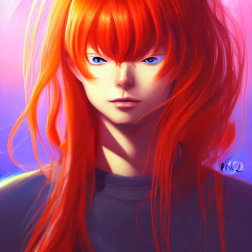 Prompt: portrait of asuka langley soryu, background, intricate, elegant, highly detailed, digital painting, artstation, concept art, smooth, sharp focus, illustration, by anato finnstark, boissb - blanca. j, cindy avelino, clint cearley, anna podedworna