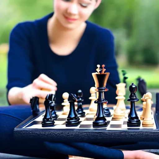 Image similar to beautiful girlfriend playing chess