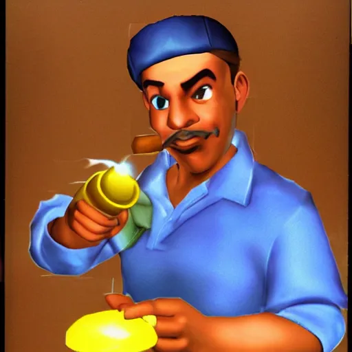 Prompt: Blario, a French pipe fitter from the Bronx in an N64 game