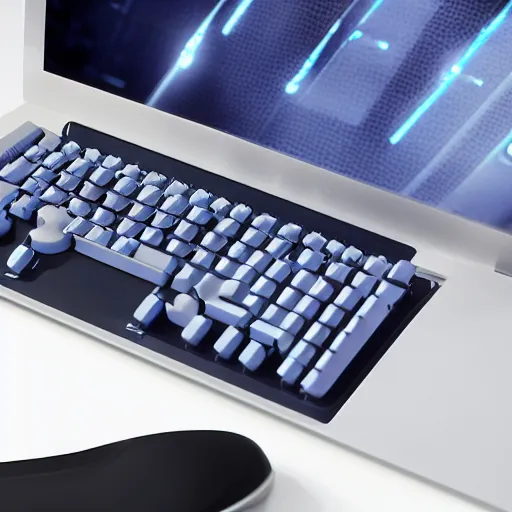 Image similar to Product design photo for a sci-fi computer from the future