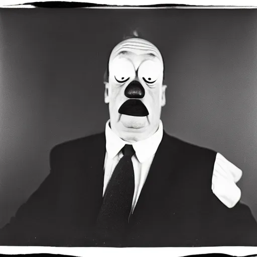 Prompt: portrait of a Homer Simpson lookalike by Diane Arbus, 88mm, black and white