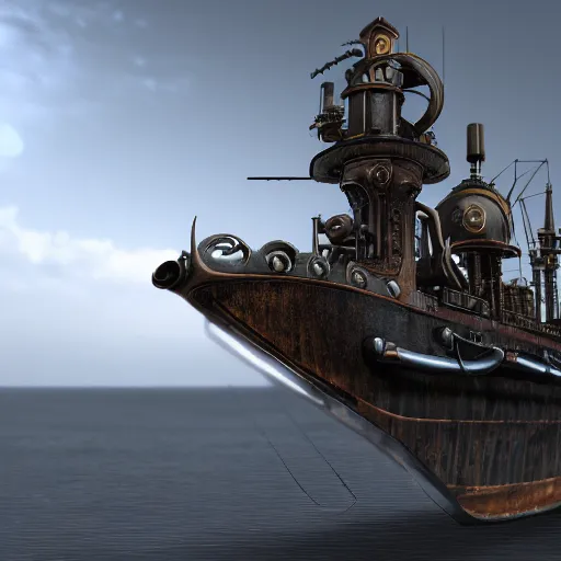 Image similar to steampunk battleship, super details, 4 k