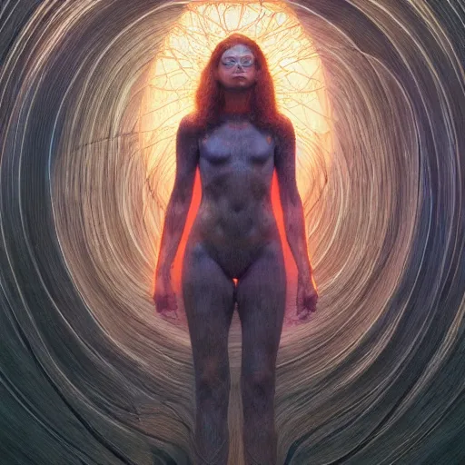 Prompt: Portrait Masterpiece, Wanda Maximoff, dynamic pose, glowing, wires everywhere, by Edgar Maxence and Ross Tran, Zdzisław Beksiński, and Michael Whelan, distant, gustav dore, H.R. Giger, 8k, octane render