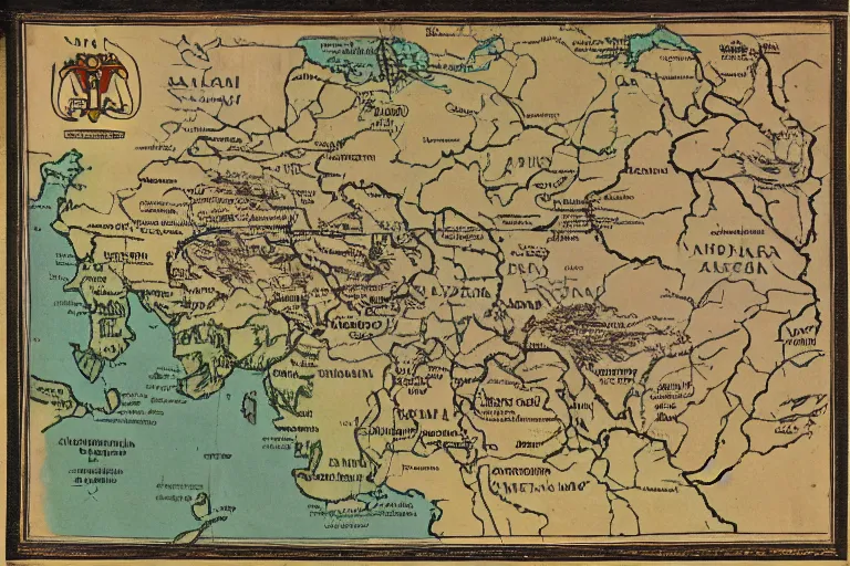 Prompt: map of the kingdom of the balkan tatars, in an old atlas