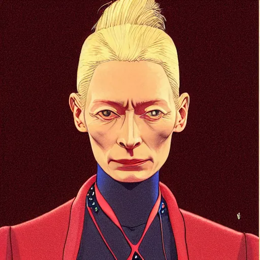 Image similar to tilda swinton retro minimalist portrait by jean giraud, moebius starwatcher comic, 8 k