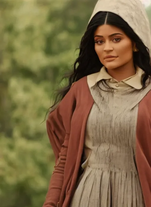 Image similar to film still of kylie Jenner as hermone granger in Harry Potter.