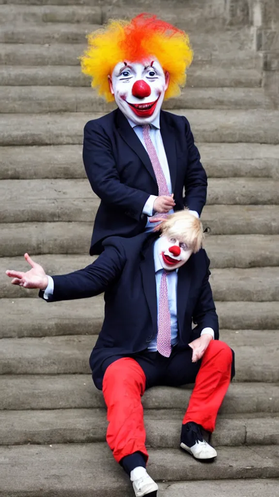 Image similar to boris johnson as a clown