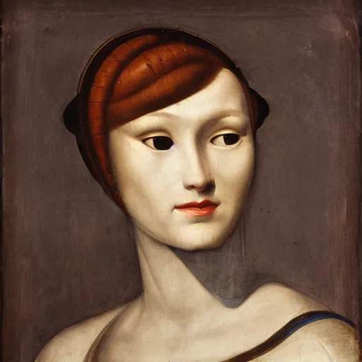 Image similar to a portrait of a female android by andrea del sarto