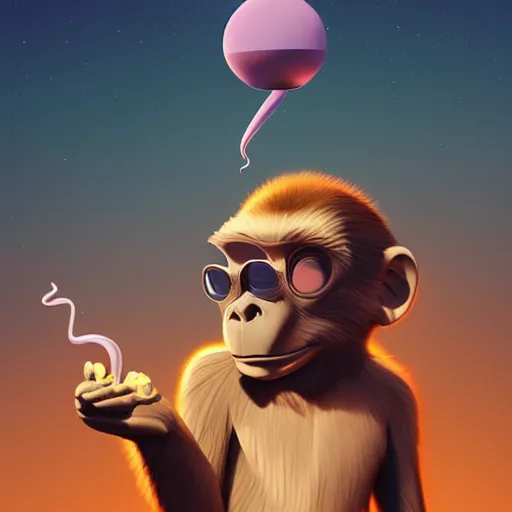 Prompt: a monkey is smoking, beeple, trending on artstation