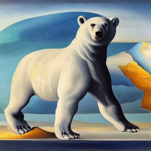 Prompt: A portrait of a sailor polar bear, oil painting by Salvador Dali