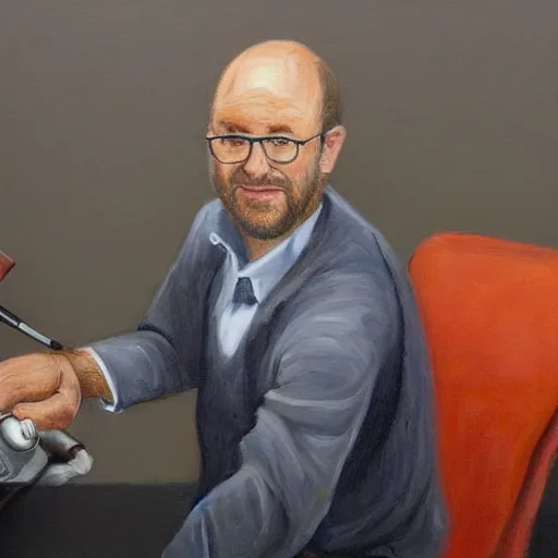 Prompt: a detailed portrait painting of joel glazer from manchester being fired by his boss