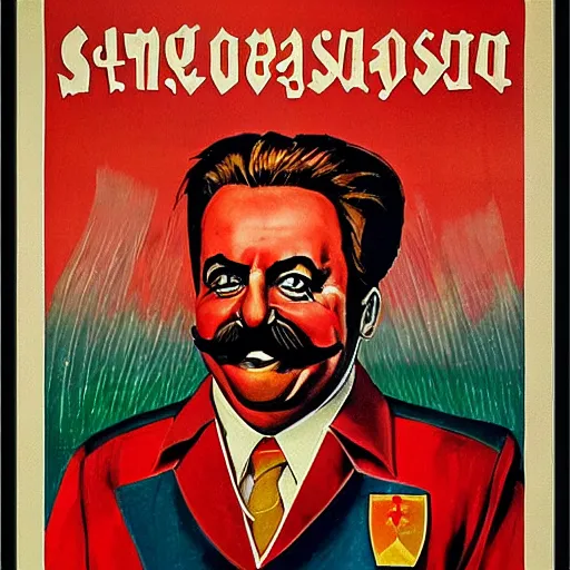 Image similar to communist clown portrait, soviet propaganda style, poster, stalin