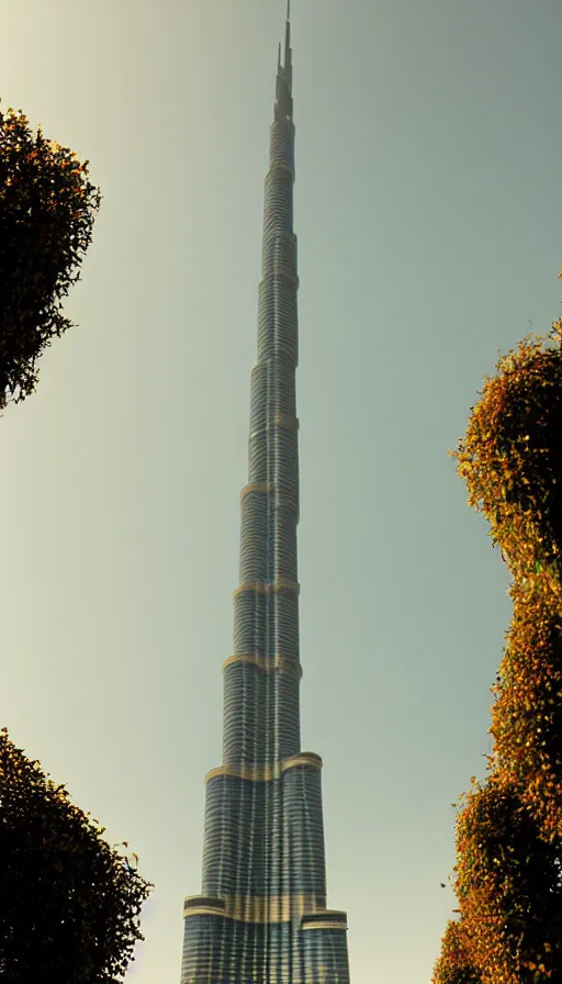 Image similar to the burj khalifa in paris. looking like the eiffel tower