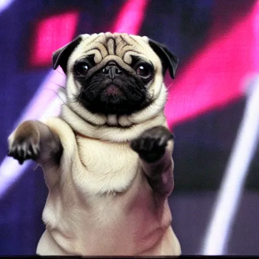 Image similar to Pug on America’s Got Talent, dancing