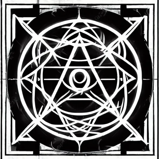 Image similar to occult ancient asymmetrix sigil sacred geometry demon angel