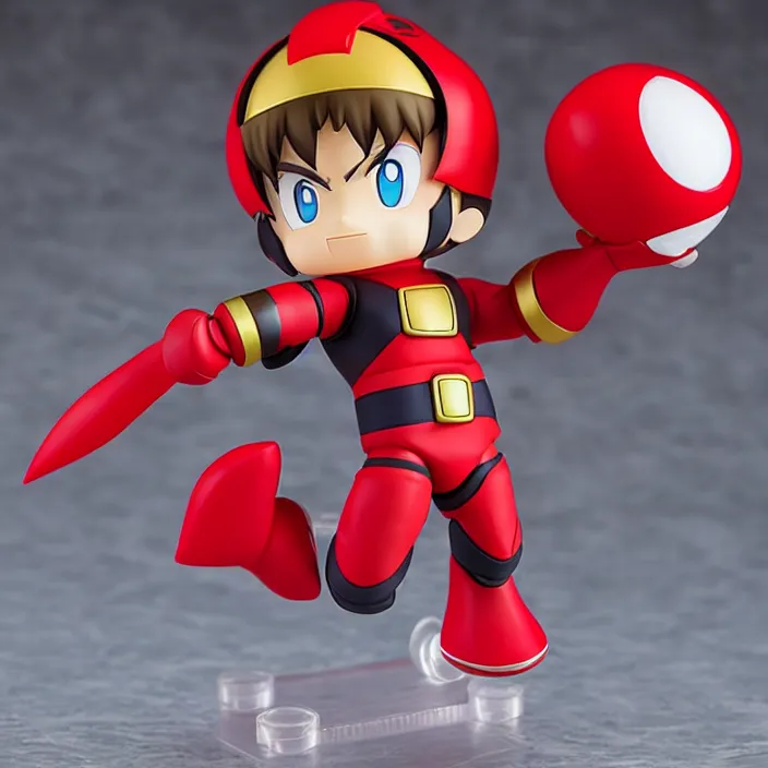 Image similar to protoman from megaman, an anime nendoroid of protoman, figurine, detailed product photo